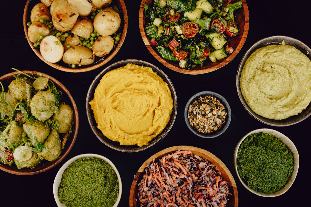 Seasonal Salad Trio (with Hummus)